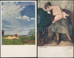 16 db régi, aktokat ábrázoló festmény és szobor reprodukció, Kazacsy, Tizian, Besnard, Obrovsky, E. Marx, Vauthier, Marqueste, Szinyei-Merse, Rubens, Prudhon, Schrotzberg, Dyck, Heinz, Mihálovits