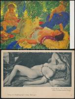 16 db régi, aktokat ábrázoló festmény és szobor reprodukció, Kazacsy, Tizian, Besnard, Obrovsky, E. ...