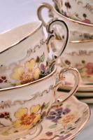 Zsolnay pillangó mintás teás készlet, kézzel festett, hibátlan, jelzett / Zsolnay tea set in flawles...