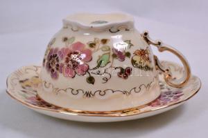 Zsolnay pillangó mintás teás készlet, kézzel festett, hibátlan, jelzett / Zsolnay tea set in flawles...