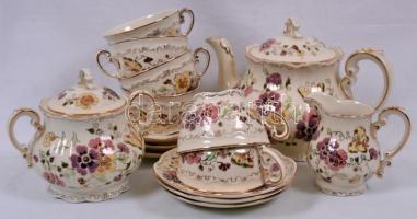 Zsolnay pillangó mintás teás készlet, kézzel festett, hibátlan, jelzett / Zsolnay tea set in flawles...