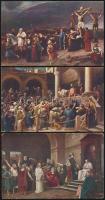 3 db régi Munkácsy reprodukció: Ecce Homo, Golgota, Krisztus Pilátus előtt