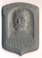Osztrák-Magyar Monarchia 1914-1916. "K.u.K. 10. Huszárezred" Mackensen vezértábornagy portréjával horgany sapkajelvény (39x26mm) tű nélkül T:1- Austro-Hungarian Monarchy 1914-1916. "K.u.K. HUS. RGT. No10 - Weltkrieg" with the portrait of GFR Mackensen zin cap badge (39x26) without pin C:AU