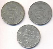 1947. 5Ft Ag "Kossuth" (3x) T:vegyes