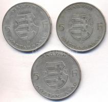 1947. 5Ft Ag "Kossuth" (3x) T:vegyes