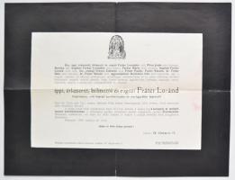 1930 Fráter Loránd (1872-1930) dalszerző, nótaszerző gyászjelentése a Bárd Ferenc és Testvére Zeneműkereskedésnek címezve