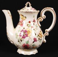 Zsolnay pillangó mintás mokkás 12 személyes készlet, kézzel festett, hibátlan, jelzett / Zsolnay cof...