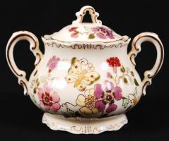 Zsolnay pillangó mintás mokkás 12 személyes készlet, kézzel festett, hibátlan, jelzett / Zsolnay cof...