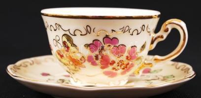 Zsolnay pillangó mintás mokkás 12 személyes készlet, kézzel festett, hibátlan, jelzett / Zsolnay cof...