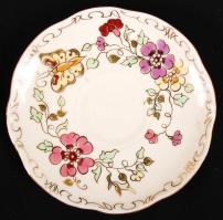 Zsolnay pillangó mintás mokkás 12 személyes készlet, kézzel festett, hibátlan, jelzett / Zsolnay cof...