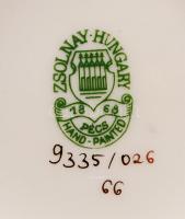 Zsolnay pillangó mintás mokkás 12 személyes készlet, kézzel festett, hibátlan, jelzett / Zsolnay cof...