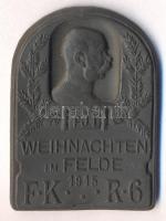 Osztrák-Magyar Monarchia 1915. "6. Tábori Tüzérezred FJI Weihnachten im Felde" horgany sapkajelvény (37x26mm) tű nélkül T:1- Austro-Hungarian Monarchy 1915. "F.K.R.6 FJI Weihnachten im Felde" zin cap badge (37x26mm) without pin C:AU