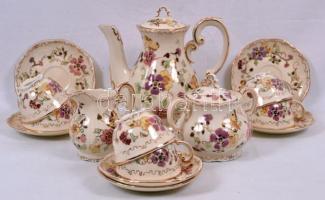 Zsolnay pillangó mintás mokkás készlet, kézzel festett, hibátlan, jelzett / Zsolnay coffee set in flawless condition