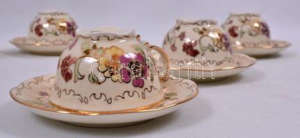 Zsolnay pillangó mintás mokkás készlet, kézzel festett, hibátlan, jelzett / Zsolnay coffee set in fl...