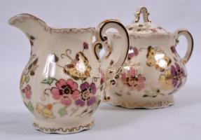 Zsolnay pillangó mintás mokkás készlet, kézzel festett, hibátlan, jelzett / Zsolnay coffee set in fl...