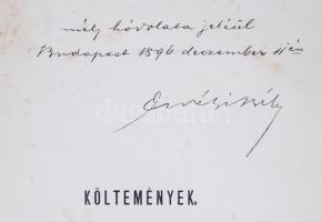 Erélyi Béla: Költemények. Dedikált! Bp., 1896 Pfeiffer Ferdinánd. Festett, aranyozott egészvészon kö...