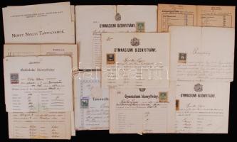 cca 1880-1920 15 db régi bizonyítvány, okmány