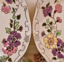 Zsolnay pillangó mintás süteményes készlet, kézzel festett, jelzett, összesen: 7db / Zsolnay cake se...