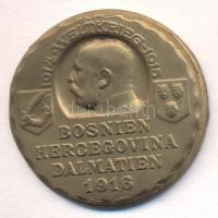 Osztrák-Magyar Monarchia 1916. "Bosznia Hercegovina Dalmácia 1916" aranyozott tombak sapkajelvény, készítő: "ATELIER G.GURSCHNER WIEN VII/2 LINDENGASSE 9" tű nélkül T:2 Austro-Hungarian Monarchy 1916. "FBOSNIEN HERCEGOVINA DALMATIEN 1916" gilt tombac cap badge maker: "ATELIER G.GURSCHNER WIEN VII/2 LINDENGASSE 9" without pin C:XF