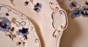 Zsolnay búzavirág mintás szendvicses készlet, kézzel festett, jelzett, összesen: 7db / Zsolnay sandw...