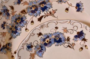 Zsolnay búzavirág mintás szendvicses készlet, kézzel festett, jelzett, összesen: 7db / Zsolnay sandw...