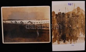 cca 1917, 2 db fotó az orosz frontról, kórházi telep, Szász Ágost és a parancsnoka, 11×7 cm, 10×8 cm