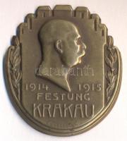 Osztrák-Magyar Monarchia 1914-1915. "Festung KRAKAU" tombak sapkajelvény (40x35mm), készítő: "K.KORSCHANN" tű nélkül T:2 Austro-Hungarian Monarchy 1914-1915. "Festung KRAKAU" tombac cap badge (40x35mm) maker: "K.KORSCHANN" without pin C:XF