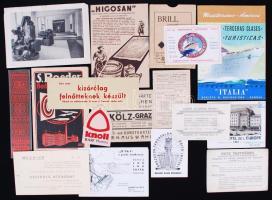 cca 1920-1945 20 reklám nyomtatvány vegyes témában