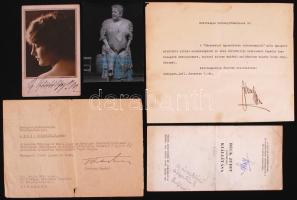 5 db aláírás: Ortutay Gyula, Beck Judit, Gobbi Hilda, Lenkeffy Ica