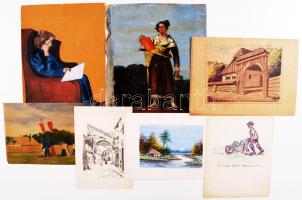 7 db klf kisméretű festmény