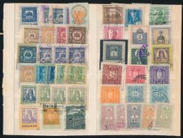 76 db régi magyar okmánybélyeg + 3 levélzáró