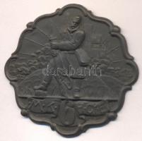 Osztrák-Magyar Monarchia 1918. "Magyar Királyi 6. Honvéd Gyalogezred" horgany sapkajelvény (50x50mm), szignó: T.GY, tű nélkül T:2 Austro-Hungarian Monarchy 1918. "M.K.6.H.Gy.E." zin cap badge (50x50mm) sign.: T.GY, without pin C:XF