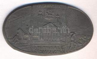 Osztrák-Magyar Monarchia 1914-1918. "3. Honvéd Gyalogezred Pótzászlóalj Debreczen" horgany ovális sapkajelvény (31x54mm), készítő: ARKANZAS BUDA PEST, tű nélkül T:2 Austro-Hungarian Monarchy 1918. "3. Honved Infantry Regiment replacement battalion" zin oval cap badge (31x54mm) maker: ARKANZAS BUDA PEST, without pin C:XF