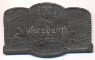 Osztrák-Magyar Monarchia 1914-1918. "3. Honvéd Gyalogezred Pótzászlóalj Debreczen" horgany sapkajelvény (31x51mm), készítő: ARKANZAS GESCH, tű nélkül T:2 Austro-Hungarian Monarchy 1914-1918. "3. Honved Infantry Regiment replacement battalion" zin cap badge (31x51mm) maker: ARKANZAS GESCH, without pin C:XF