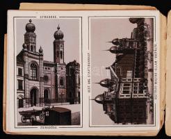 1885 Országos kiállítás 16 litho képet tartalmazó leporello kisebb hibákkal, benne a dohány utcai zsinagóga képével