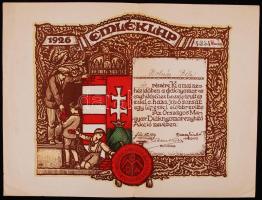 1926 Diáknyomorenyhítő bizottság emléklap hátoldalán polgármesteri terjesztési engedéllyel