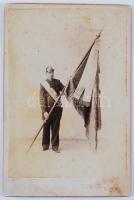 Halász Sándor miskolci tűzoltó zászlótartó keményhátű fotója ajánló soraival a főparancsnoknak 12x17 cm