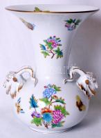 Viktória mintás, kézzel festett nagyméretű kosfejes Herendi porcelán váza /  Large handpainted Herend china case 26 cm