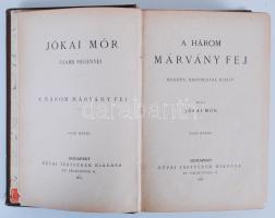 Jókai Mór: A három márványfej. Regény, kritikával elegy. I-III. köt. Bp., 1887, Révai Testvérek. Újrakötve, dombornyomott, aranyozott egészvászon kötésben, márványozott lapszélekkel, illusztrációkkal, jó állapotban