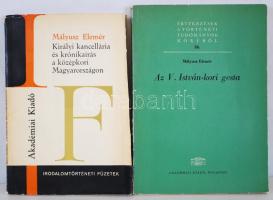 2 db könyv Mályusz Elemértől: Királyi kancellária és krónikaírás a középkori Magyarországon. Az V. István-kori gesta. Budapest 1971 és 1973. Akadémia Kiadó.