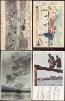 47 db régi, érdekes japán képeslap: művészlapok, városképek, tájképek, vallással kapcsolatos lapok, és egy leporello / 47 interesting Japanese postcards: artist cards, cityscapes and landscapes, a leporello card, religious postcards