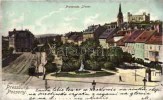 Pozsony promenade, tram, castle (EK)