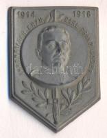 Osztrák-Magyar Monarchia 1914-1916. "Károly főherceg trónörökös" horgany sapkajelvény (38x27mm), tű nélkül T:2 Austro-Hungarian Monarchy 1914-1916. "Thronfolger Erzh.Carl Franz Josef" zin cap badge (38x27mm) without pin C:XF
