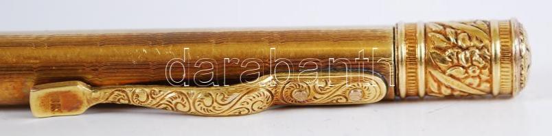 Finoman díszített 18K jelzett arany (Au) töltőceruza / 
18ct hallmarked golden pencil with elegant ...