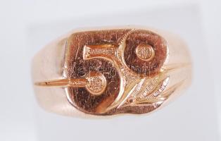 14K jelzett jubileumi arany (Au) gyűrű /  14ct golden ring, hallmarked, s: 59, 8,8gr