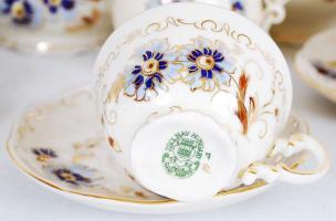 Zsolnay kék búzavirág mintás mokkás készlet, kézzel festett, hibátlan, jelzett / Coffee set in flawl...