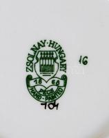 Zsolnay kék búzavirág mintás kompótos készlet, kézzel festett, jelzett, összesen: 8db (a nagy tányér...