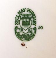 Zsolnay kék búzavirág mintás süteményes készlet, kézzel festett, hibátlan, jelzett, összesen 7db /Ca...