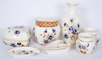 Zsolnay porcelán tétel: vadkacsa, tálkák, bonbonier, hamutartó, vázák összesen:7 db, hibátlanok, jelzettek