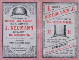 Budapest VI. Andrássy út Neumann J. kalapbolt reklámnyomtatvány számlaként felhasználva